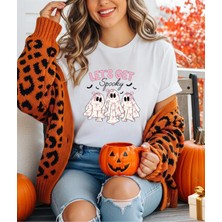Aselinda Halloween Lets Get Spooky Baskılı Tişört (Kombin Yapmak Için 2 Ürün Ekleyiniz)