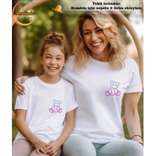 Aselinda Ayıcık Baskılı Anne-Kız Kombin Tişört (Kombin Yapmak Için 2 Ürün Ekleyiniz)