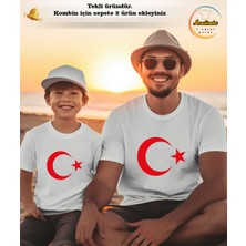 Aselinda Ay Yıldızlı (Türk Bayraklı Tişört) Beyaz Kombin Tişört (Kombin Yapmak Için 2 Ürün Ekleyiniz)
