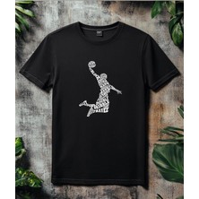 Aselinda Erkek Moda Basketbol ve Harf Baskılı Yuvarlak Yaka Kısa Kollu Günlük Tişört