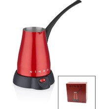 Lowell Home Ieg Kırmızı Elektirkli Cezve Türk Kahve Makinesi 5 Fincan - 400ML Hazne Paslanmaz Çelik 360