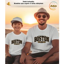 Aselinda Unisex Boston Tasarım Baskılı Tshirt-Aile Kombin Tişört (Kombin Yapmak Için 2 Ürün Ekleyiniz)