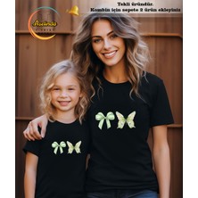 Aselinda Fiyonk ve Kelebek Baskılı Anne-Kız Kombin Tişört (Kombin Yapmak Için 2 Ürün Ekleyiniz)
