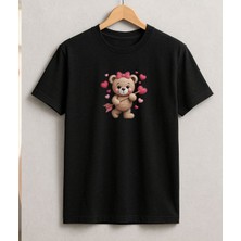 Aselinda Kalpli Ayıcık Baskılı Sevgili Çift Kombin Tişört(Kombin Yapmak Için Ürün Ekleyiniz)