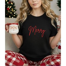 Aselinda Yılbaşı Merry Baskılı Tişört-Aile Kombin Tişört(Kombin Yapmak Için Ürün Ekleyiniz)