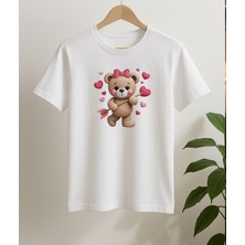 Aselinda Kalpli Ayıcık Baskılı Sevgili Çift Kombin Tişört(Kombin Yapmak Için Ürün Ekleyiniz)