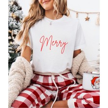 Aselinda Yılbaşı Merry Baskılı Tişört-Aile Kombin Tişört(Kombin Yapmak Için Ürün Ekleyiniz)