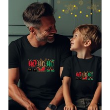 Aselinda Ho Ho Ho Baskılı Christmas Yılbaşı Tişört-Aile Kombin Tişört(Kombin Yapmak Için Ürün Ekleyiniz)