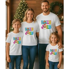 Aselinda Yılbaşı Özel Noel Baba "holly Jolly" Baskılı %100 Pamuk Tişört(Kombin Yapmak Için Ürün Ekleyiniz)