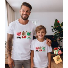 Aselinda Ho Ho Ho Baskılı Christmas Yılbaşı Tişört-Aile Kombin Tişört(Kombin Yapmak Için Ürün Ekleyiniz)