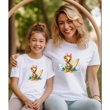 Aselinda Havaii Temalı Sevimli Ördek Baskılı Anne-Kız Kombin Tişört (Kombin Yapmak Için 2 Adet Ekleyiniz)