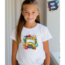 Aselinda Back To School Baskılı Unisex Çocuk Tişört-Okula Dönüş Baskılı Çocuk Tişört