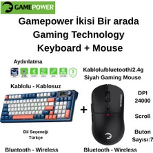 Gamepower Gasket Elite x Rgb Kablolu/kablosuz  Oyuncu Klavye + Mouse  Ikisi Bir Arada  Gaming