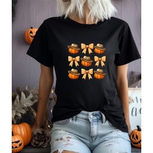Aselinda Halloween Pumpkin Baskılı Tişört (Kombin Yapmak Için 2 Ürün Ekleyiniz)