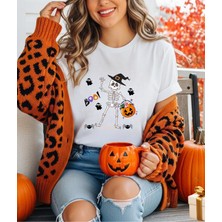 Aselinda Halloween Iskelet Baskılı Kombin Tişört (Kombin Yapmak Için 2 Ürün Ekleyiniz)