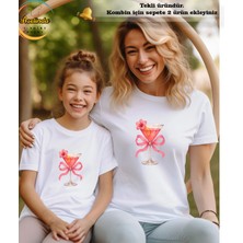 Aselinda Anne-Kız Pamuklu Bisiklet Yaka Kombin T-Shirt-(Kombin Için Sepete 2 Ürün Ekleyiniz)