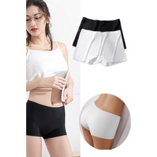 Vexor 2 Adet Kadın Dikişsiz Görünmez Iz Yapmaz Mini Şort Boxer Siyah Beyaz
