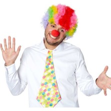 Lowell Home Rengarenk Kıvırcık Afro Bonus Peruk ve Kırmızı Burun Seti