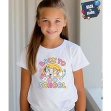 Aselinda Bluey Baskılı Back To School Unisex Çocuk Tişört-Okula Dönüş Baskılı Çocuk Tişört