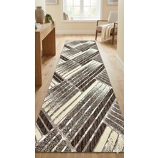 Nesrin Jel Kaymaz Taban Kesme Halı Yolluk Koyu Kahve  Makinede Yıkanabilir