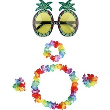 Lowell Home Renkli Ananas Gözlük, Taç, Kolye ve Bileklik Seti