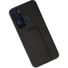 Azrlya Newface Tecno Pova Neo Kılıf Mega Standlı Silikon - Siyah