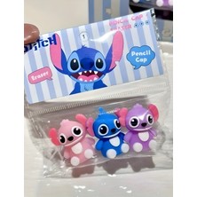 ÖZ OFİS Stitch Hem Kalem Başlığı Hem Silgi Ikisi Bir Arada Silgi ve Kalem Süsü (3’lü Set)