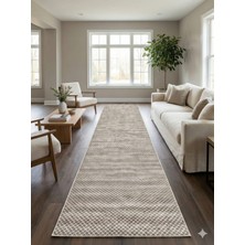 Nesrin Jel Kaymaz Taban Kesme Halı Yolluk Kahve Beyaz Kareli Makinede Yıkanabilir