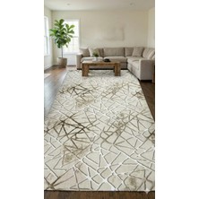 Nesrin Jel Kaymaz Taban Kesme Halı Yolluk Kahverengi Beyaz Örümcek Ağlı Makinede Yıkanabilir