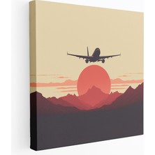 Popcas  Minimalist Uçak Kanvas Tablo Grafik Tasarım Duvar Sanatı Uçak Temalı Arka Plan