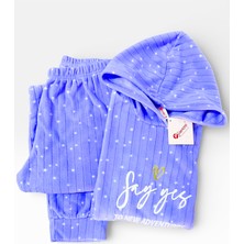 Pijamoni Kapşonlu Polar Pijama Takımı