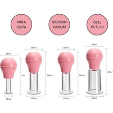 Normadia Pembe Renkli Silikon Vakumlu Abs Plastik Yüz Masaj Kupası Seti, 4'lü