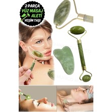 Normadia Doğal Jade Roller ve Gua Sha Yüz Seti – Sıkılaştırıcı ve Göz Masajı
