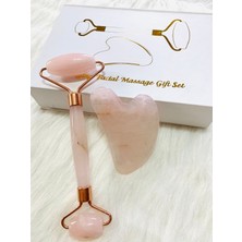 Normadia Pembe Kuvars Face Roller ve Kalp Gua Sha Doğal Taş Seti