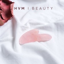 Normadia Pembe Kuvars Taş Gua Sha Masaj Aracı, Doğal Rahatlatıcı Uygulama