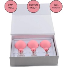Normadia Silikon Vakumlu Cam Yüz Masaj Kupası Seti 3'lü Pembe