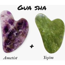 Normadia Doğal Ametist ve Yeşim Gua Sha Masaj Taşı, Güzellik ve Rahatlık Için