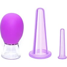 Normadia Mini Silikon Vakum Yüz Masaj Kupası Seti, Mor, 3'lü Karışık