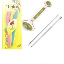 Normadia 3'lü Kaş Usturası, Yeşim Taşı Masaj Aleti ve Siyah Nokta Temizleyici Set