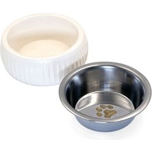 Lowell Home Mikopet Organik Seramik Mama Kabı Beyaz