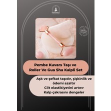 Normadia Pembe Kuvars Masaj Seti, Roller ve Gua Sha Kalpli, Cilt Yenileme, Rahatlatıcı