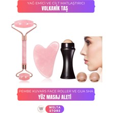 Normadia Pembe Faceroller ve Guasha Taşı Seti, Doğal Yağ Emici ve Cilt Matlaştırıcı