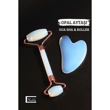 Normadia Opal Ay Taşı Gua Sha ve Roller Seti, Cilt Canlandırıcı Masaj Aleti