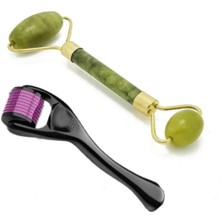 Normadia Iki Parçalı Cilt Bakım Seti: Dermaroller 0.5mm ve Yeşim Taşı Masaj Aleti