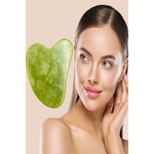 Normadia Doğal Yeşim Kalp Gua Sha Yüz Masaj Taşı, Güzellik ve Gerginlik Için