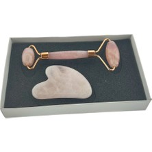 Normadia Pembe Kuvars Yüz Masaj Rolleri ve Gua Sha Seti, Cilt Güzelliği Için