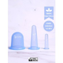 Normadia Mavi 3'lü Silikon Masaj Kupası Seti, Selülit Giderici ve Rahatlatıcı