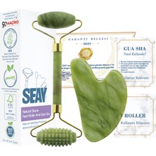 Normadia Yeşim Taşı Face Roller ve Gua Sha Seti, Doğal Taş, Sertifikalı
