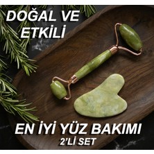 Normadia Yeşil Doğal Yeşim Taşı Yüz Masaj ve Kalp Gua Sha Yüz Bakım Seti