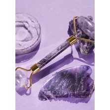 Normadia Ametist Değerli Taş Roller ve Kaz Ayağı Gua Sha Masaj Seti